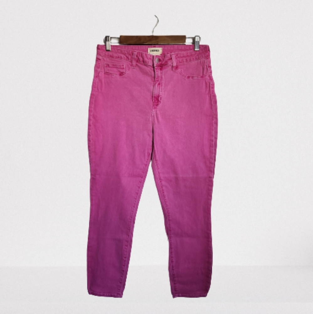 L'Agence Womens Margot Hi Rise Skinny Denim Crop Jean Pink NWOT Sz 32 BarbieCore - Picture 2 of 15